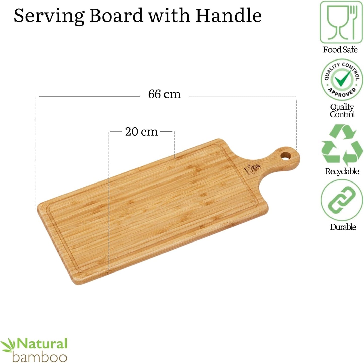 Wilmax Bamboe Serveerplank met handvat 66x20cm WL-771136/A