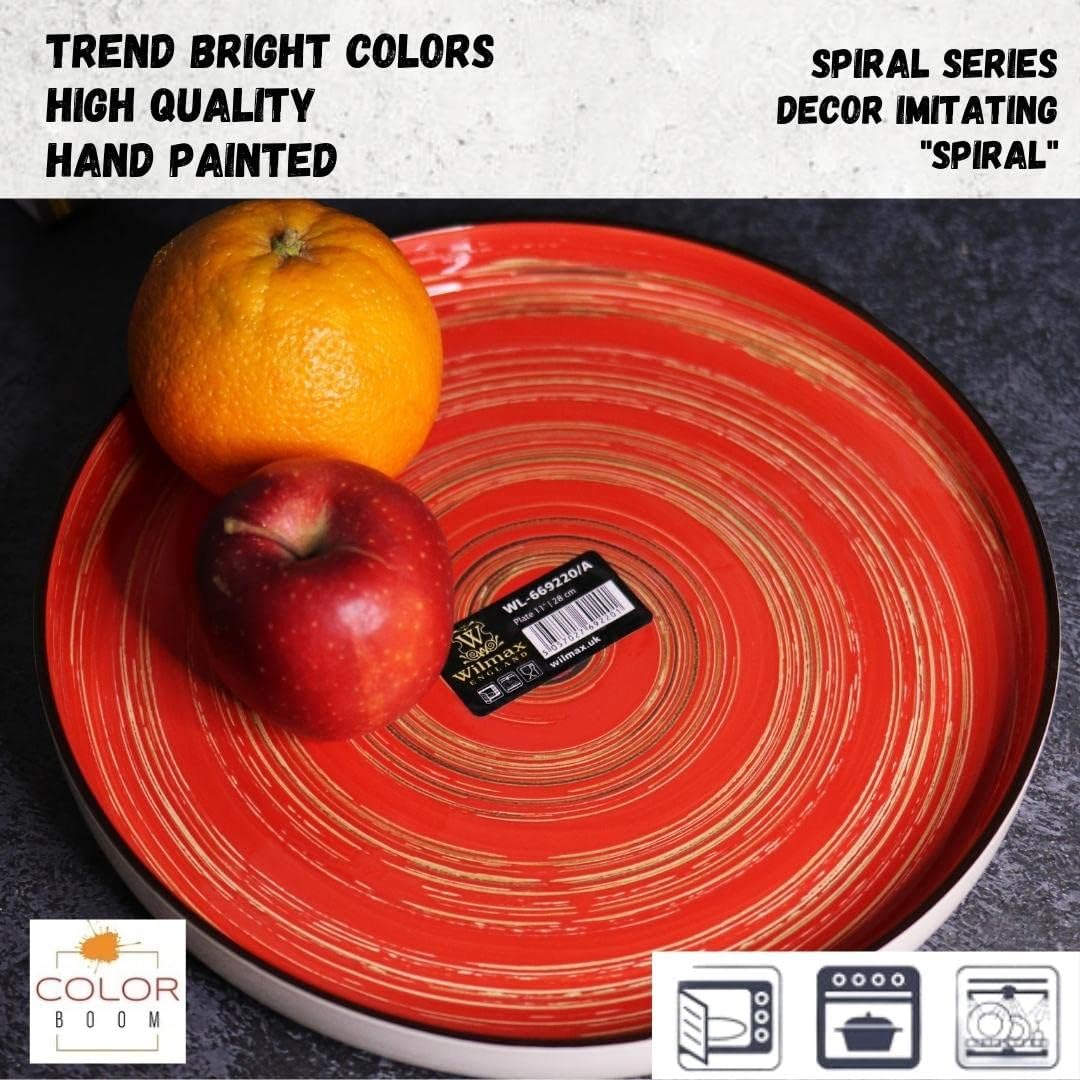 Wilmax Teller 28 cm Rund Porzellan, Spiral Kollektion, Rot WL-669220/A