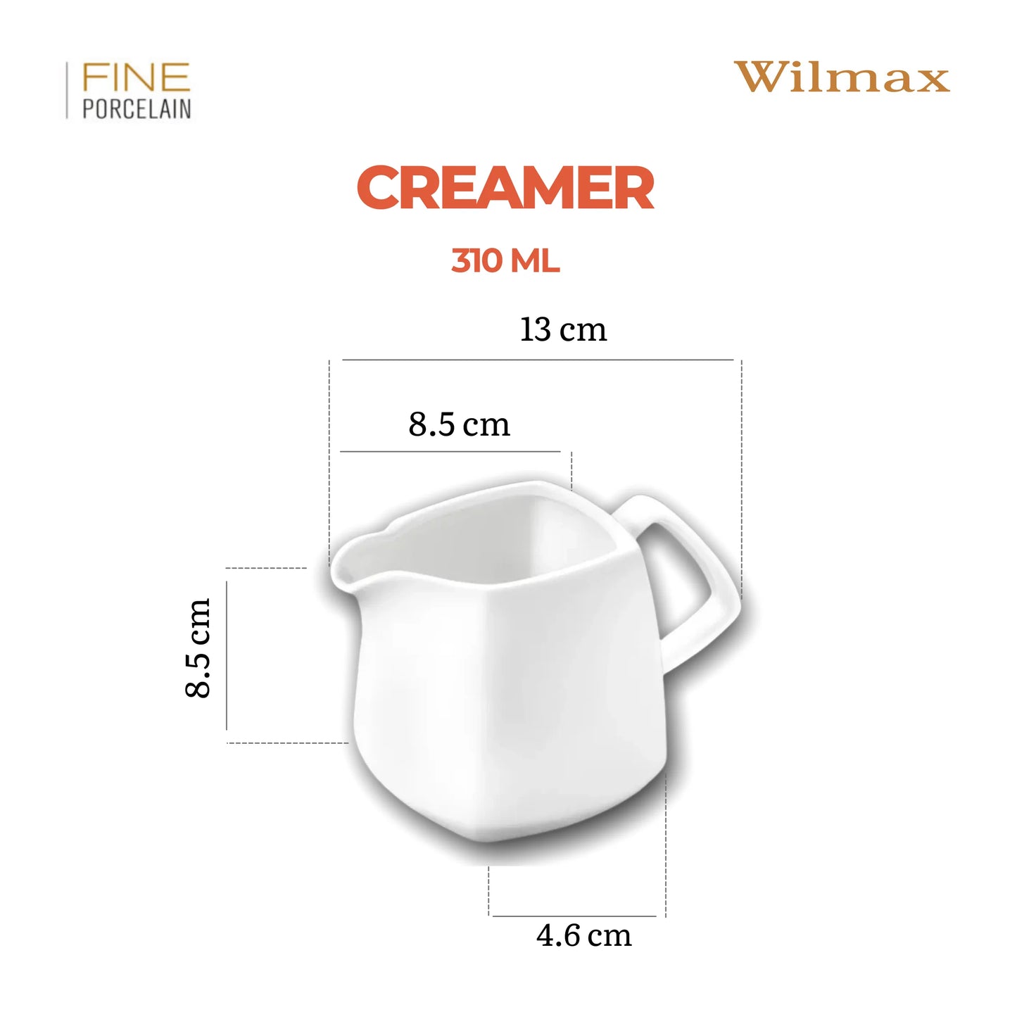 Wilmax Melkkannetje 310 ml Wit Porselein Ilona