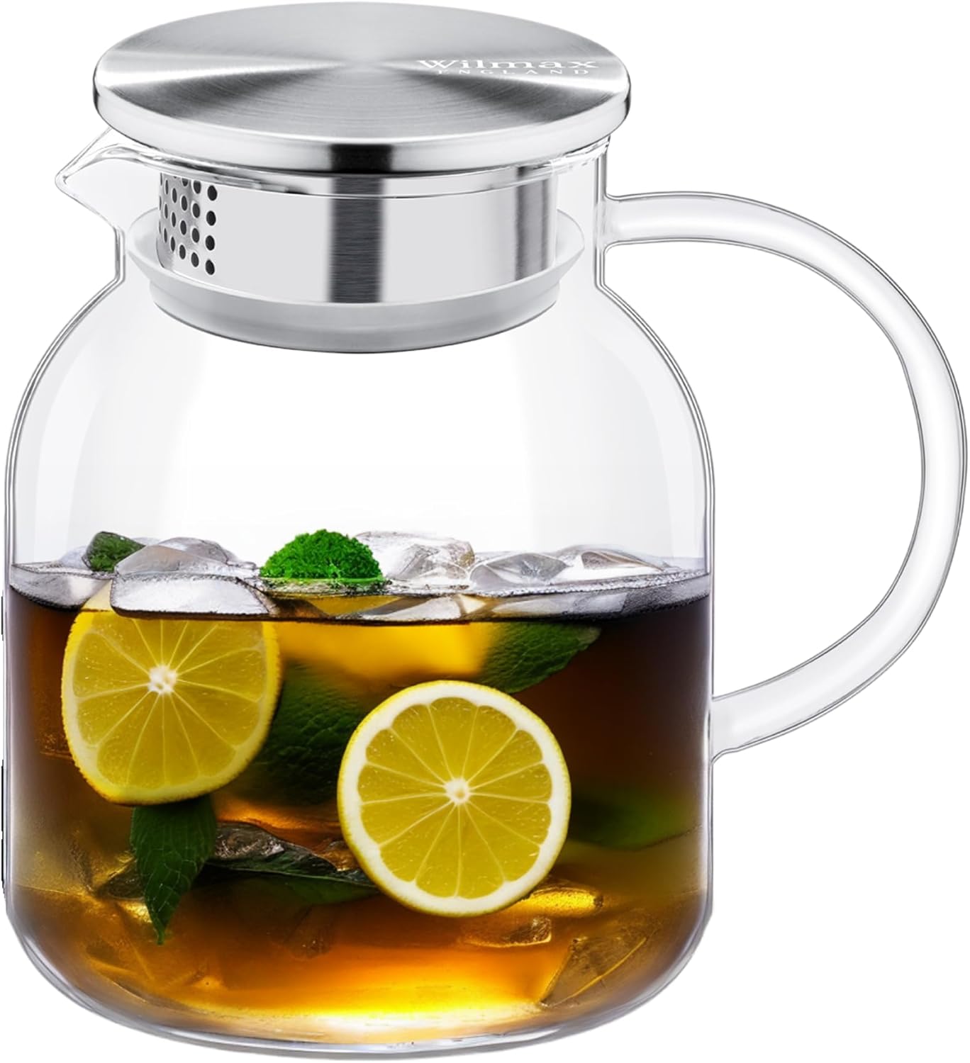 Wilmax Borosilikat Glas Karaffe mit Edelstahl-Deckel 1000 ml – WL-888213/A
