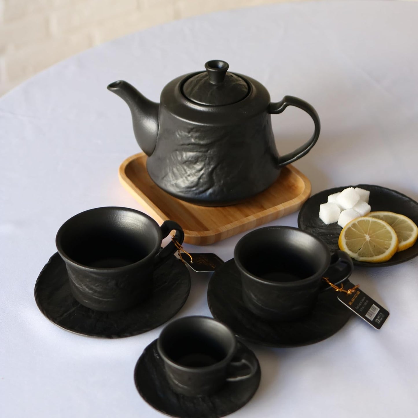 Wilmax Kaffeetassen Set 2er Schwarz 250 ml mit Untertasse Porzellan WL-661152/AB2