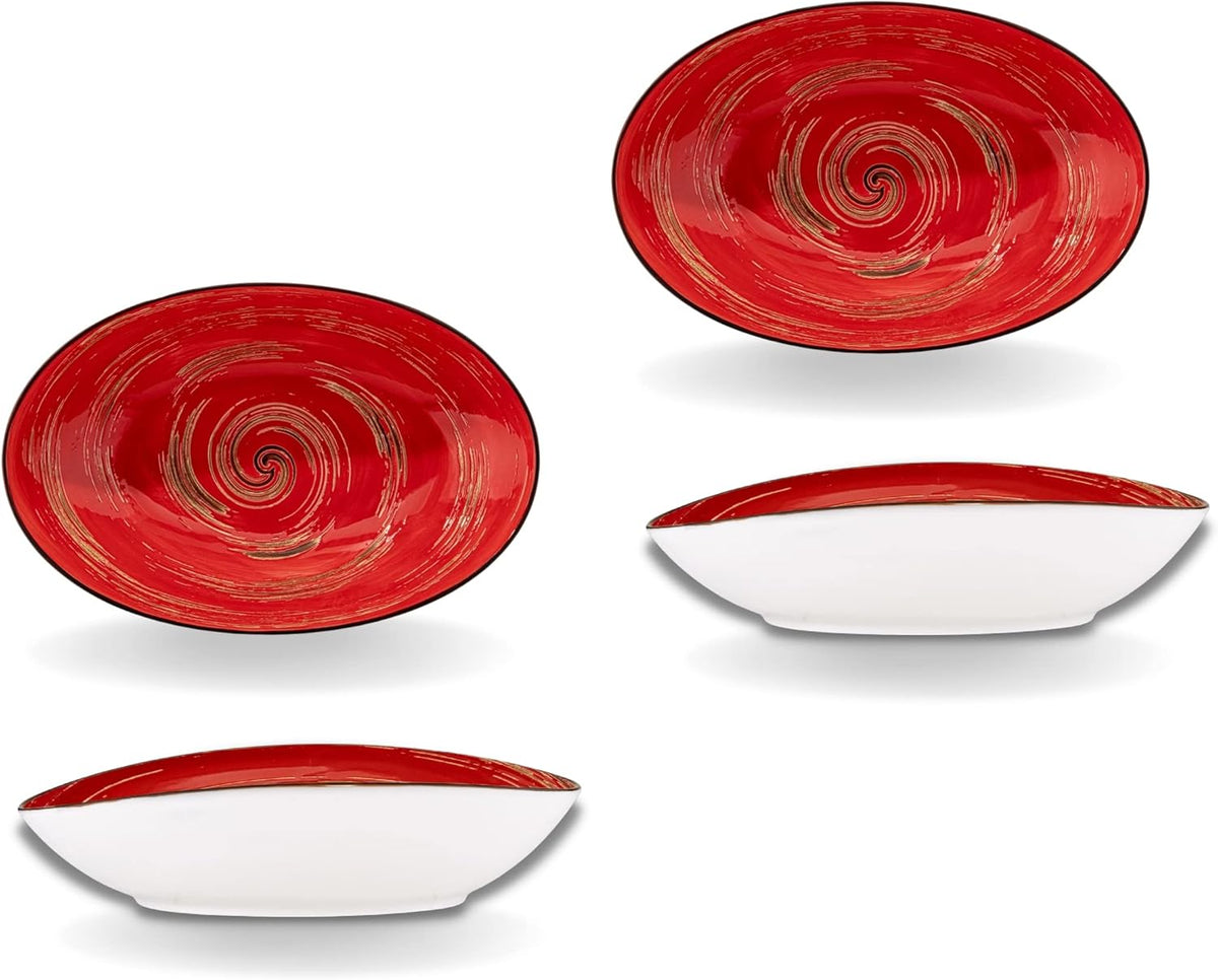 Wilmax England Ovale Schaal Rood Porselein 25 cm (2x)
