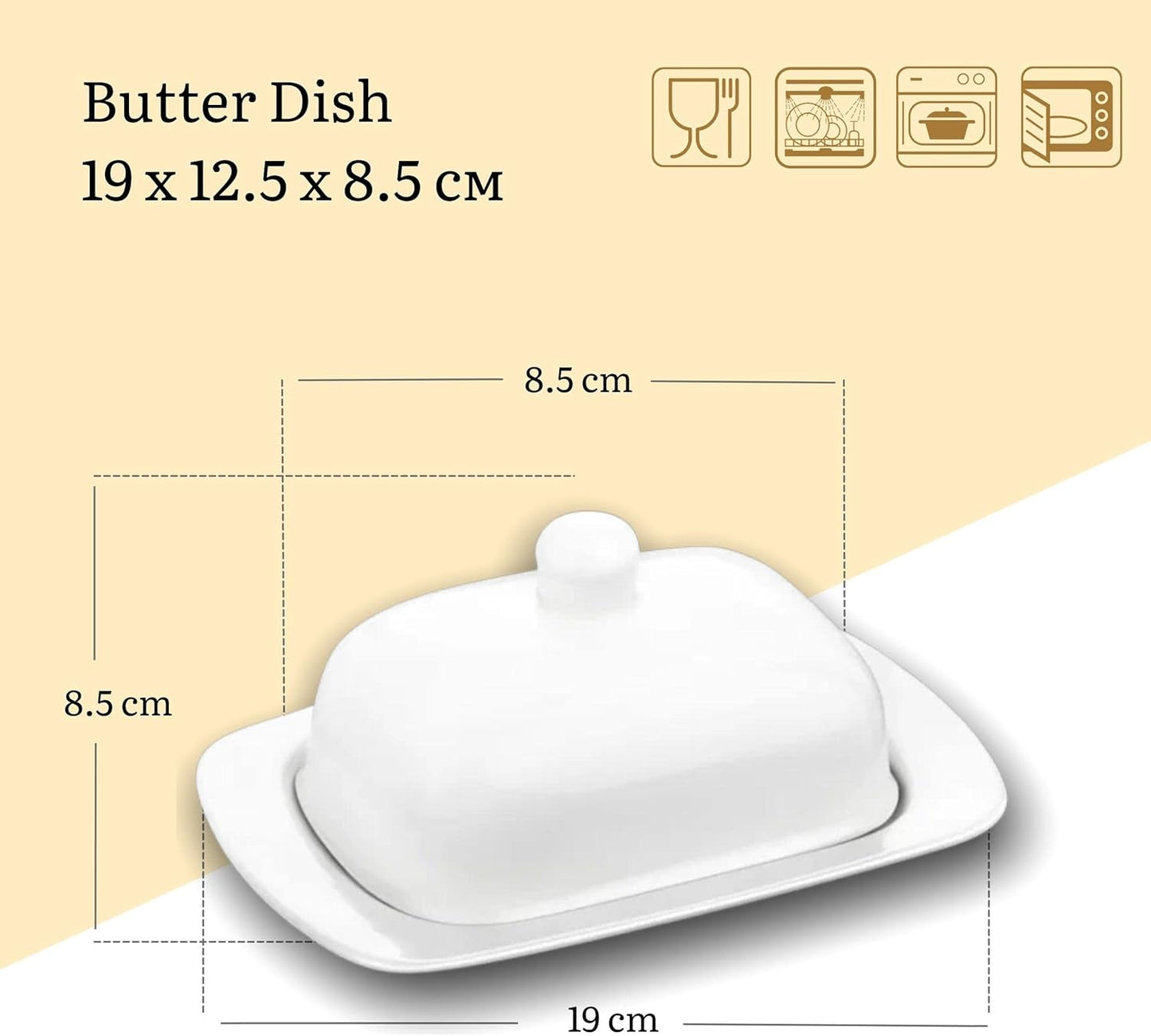 Wilmax England Butter Dish Porcelain White with Gold Knife Set