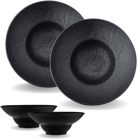 Wilmax Deep plate 22.5 cm 2-piece set SlateStone Black