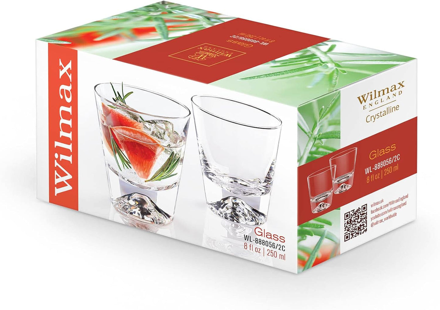 Wilmax Whiskey Glass 250 ml Crystal Glass Transparent Set of 2
