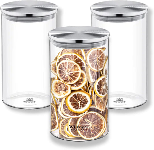 Wilmax voorraadpot 1.1L RVS deksel 3-delig WL-888515/A3
