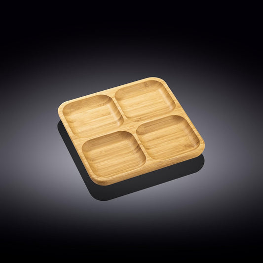 Wilmax Bamboe Schaal 2 Vakken 22x22 cm Natuur WL-771220/A
