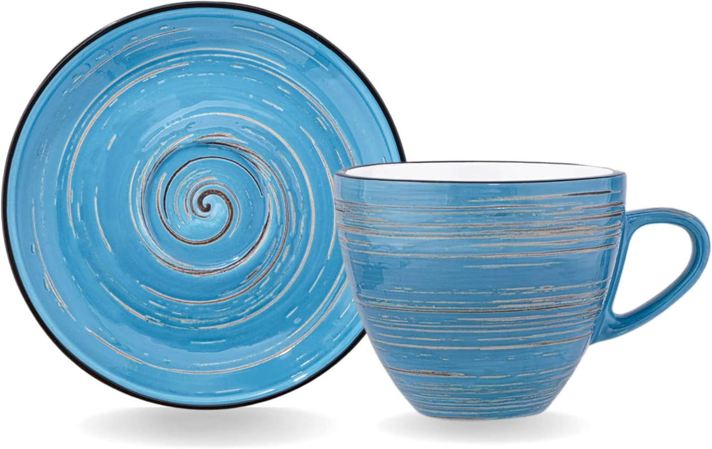 Wilmax SPIRAL Kopjes Set met Schotels, 6-delig, 190 ml, Porselein WL-669635/AB6