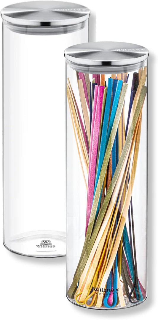 Wilmax Vorratsglas 2er Set 2000 ml mit Metalldeckel – Glasbehälter WL-888010/A2
