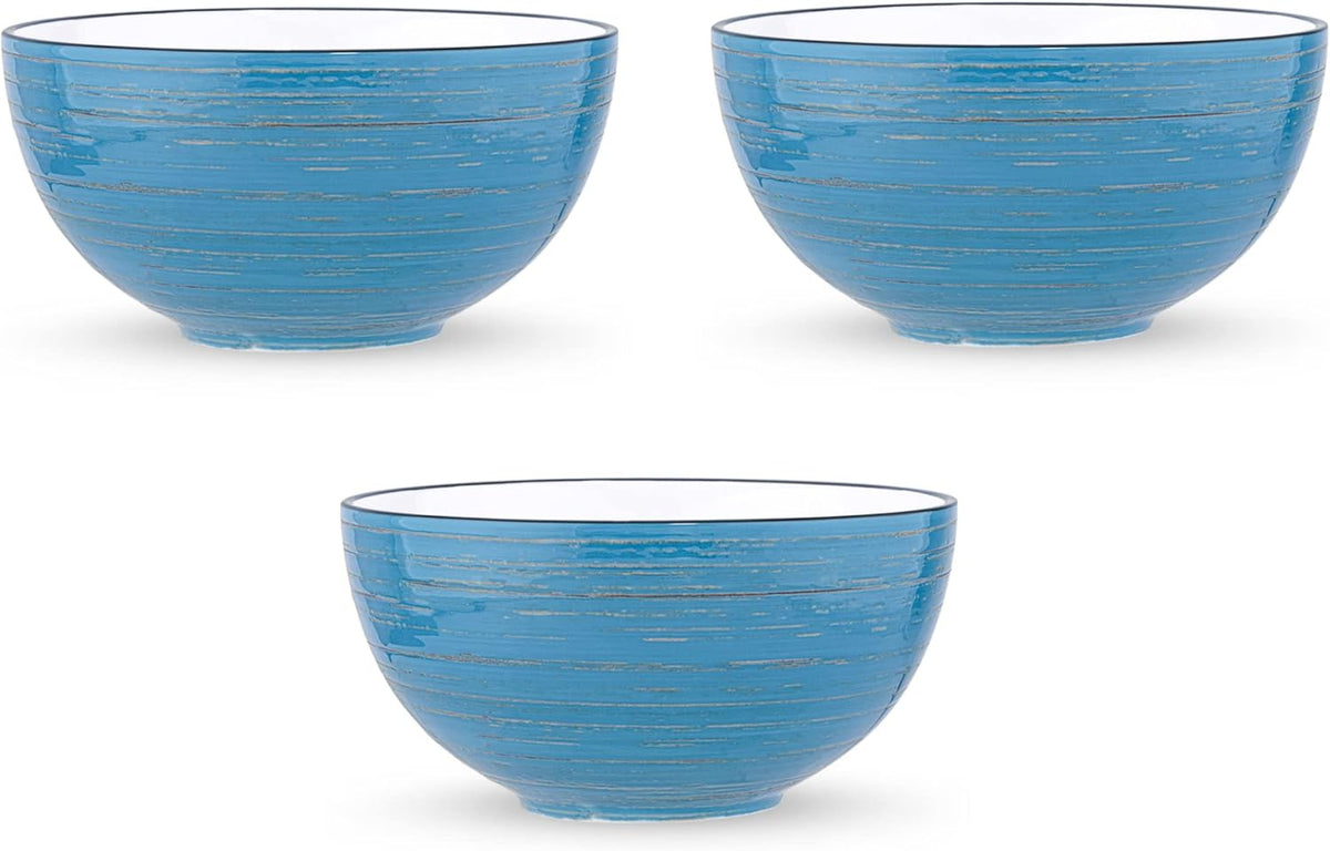 Wilmax Schaal 600 ml 13,5 cm Blauw Porselein - 3-delige set