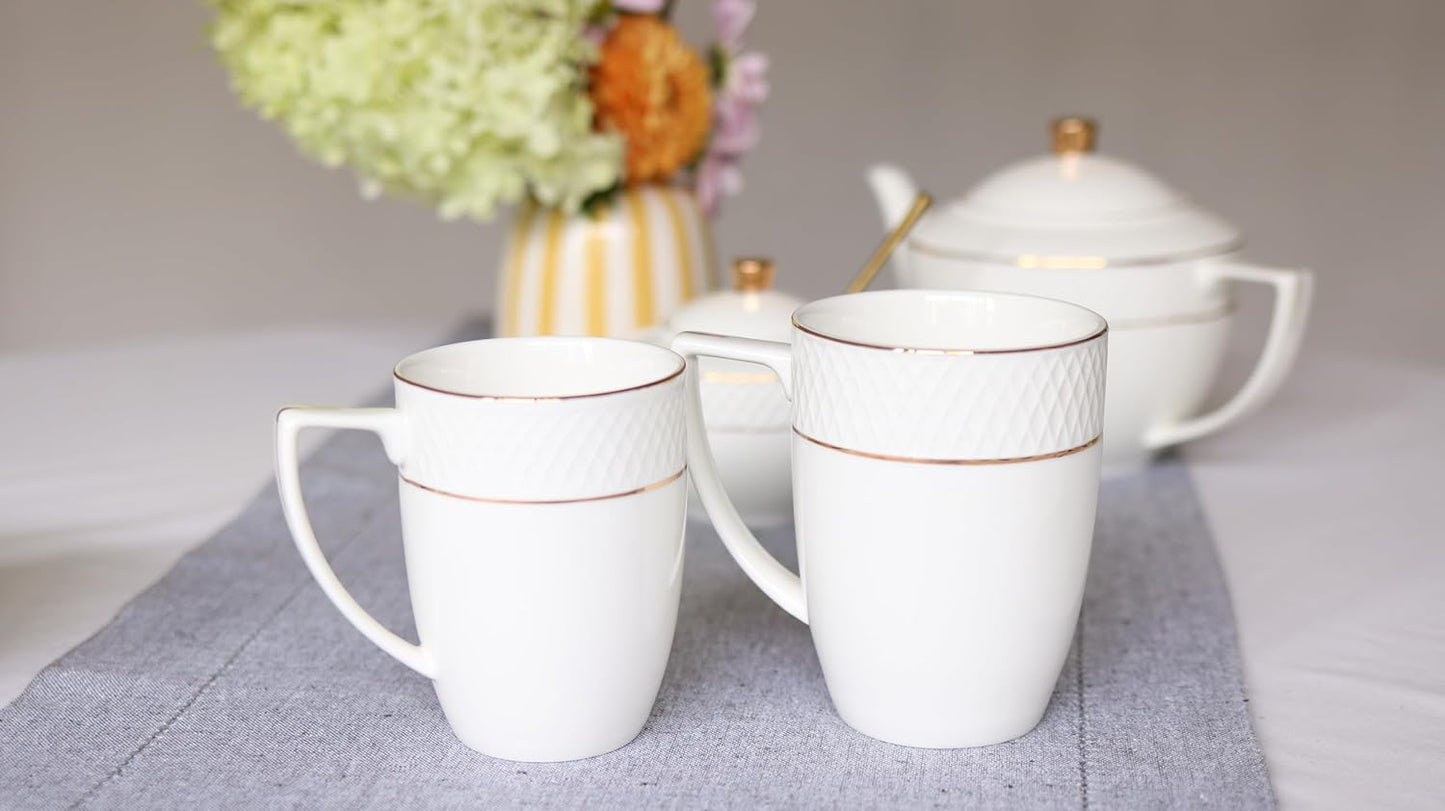 Wilmax Tasse mit Goldlinien, 450 ml, Einzelstück, WL-880102432/A