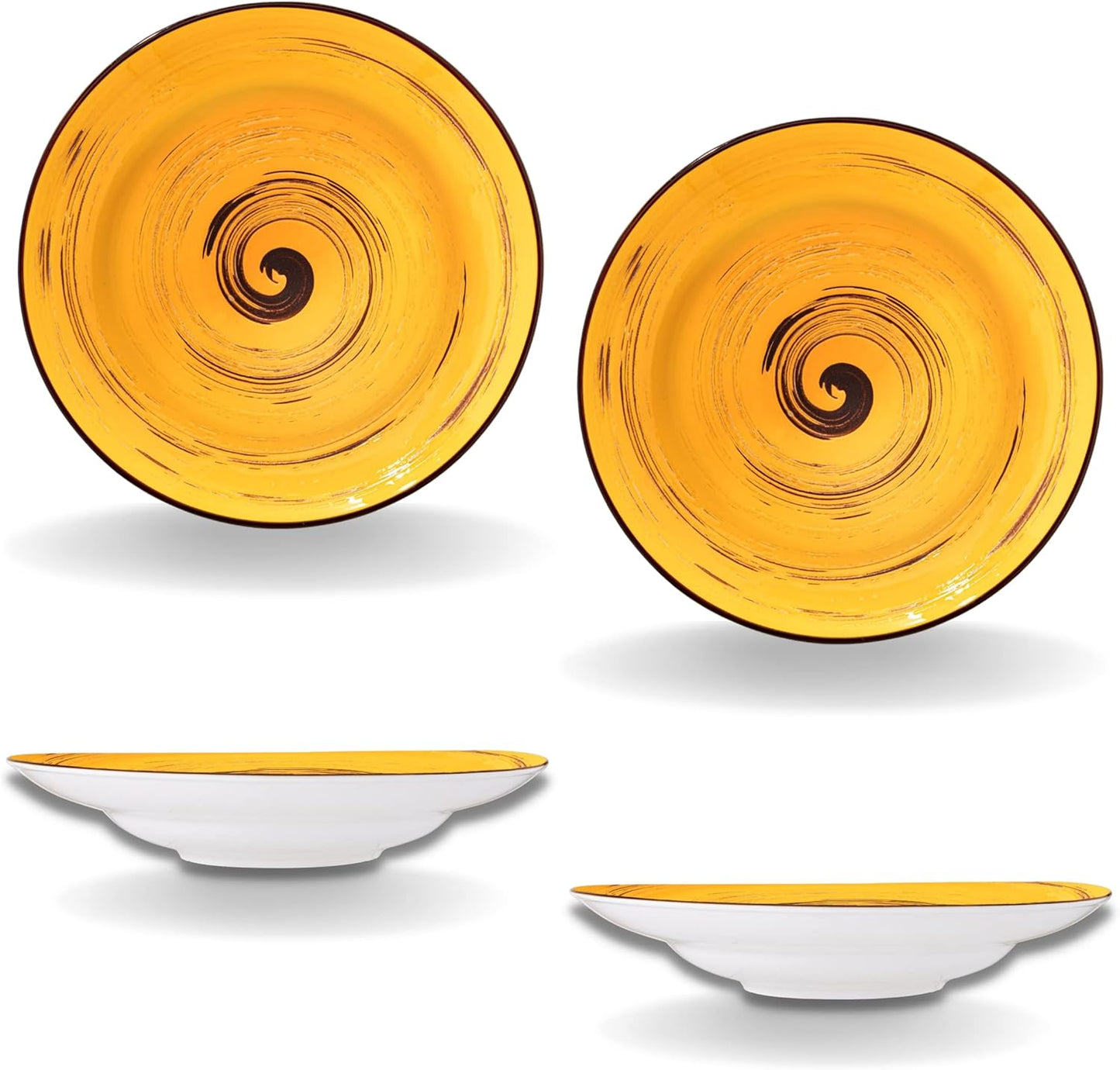 Wilmax Tiefer Porzellanteller 350 ml, Gelb, Ø 25,5 cm WL-669427/A2