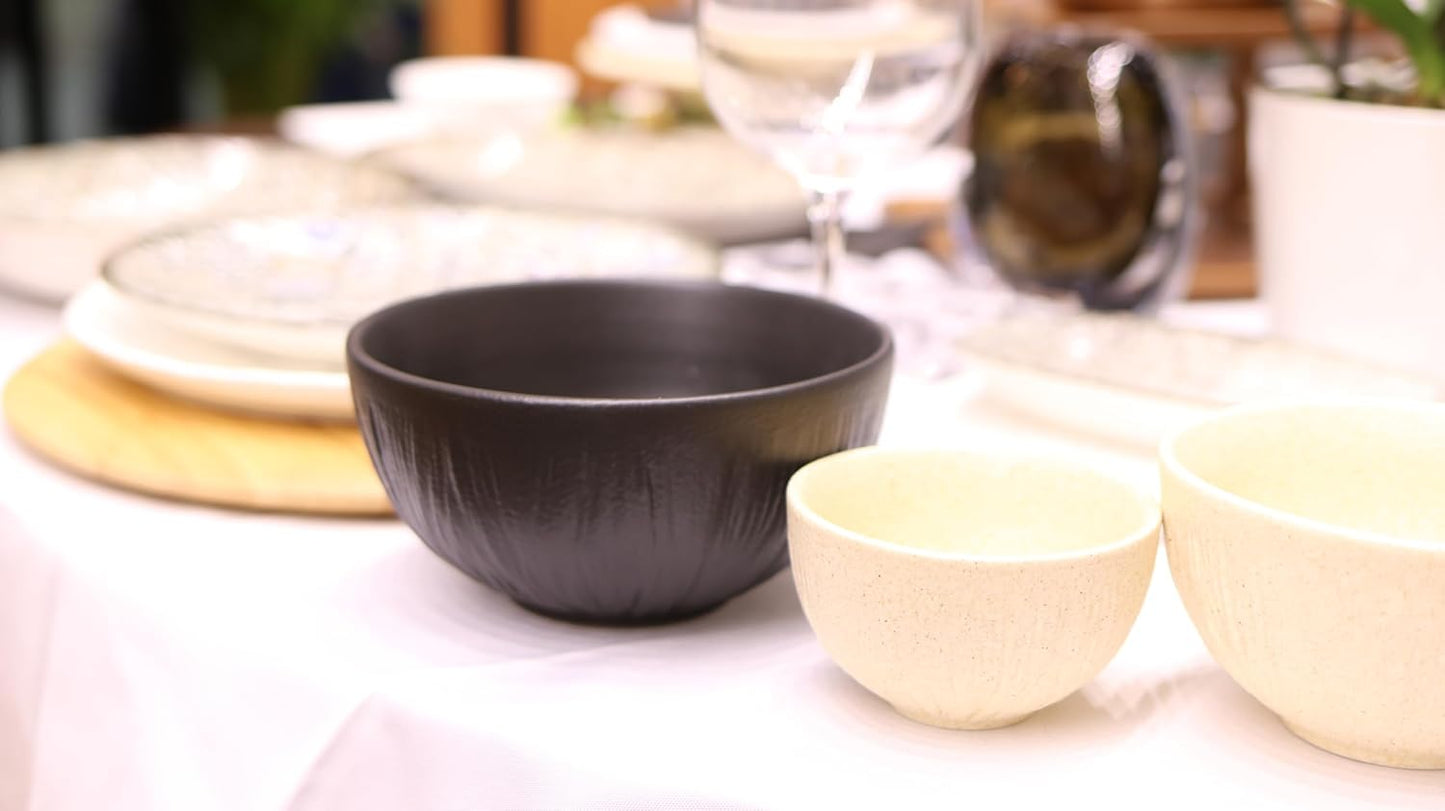 Wilmax Schalen Set 6er Schwarz 250 ml Porzellan Salatschüssel WL-664115/A6