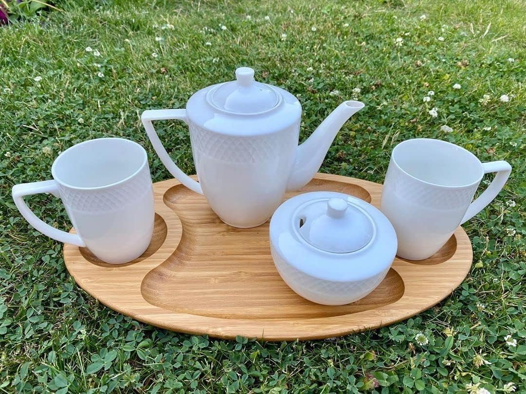 Wilmax 3-teilige Servierplatte aus natürlichem Bambus, 45.5 x 25 cm – WL-771041/A