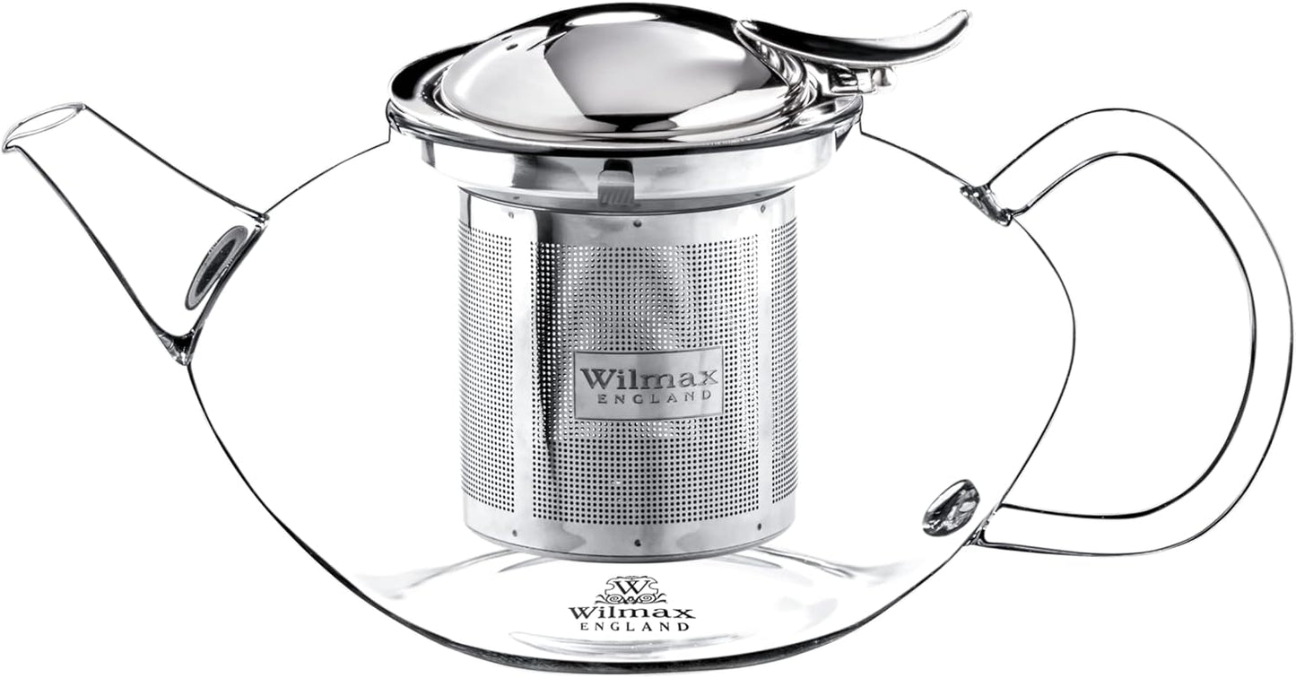 Wilmax England Theepot Borosilicaatglas 1050ml RVS filter