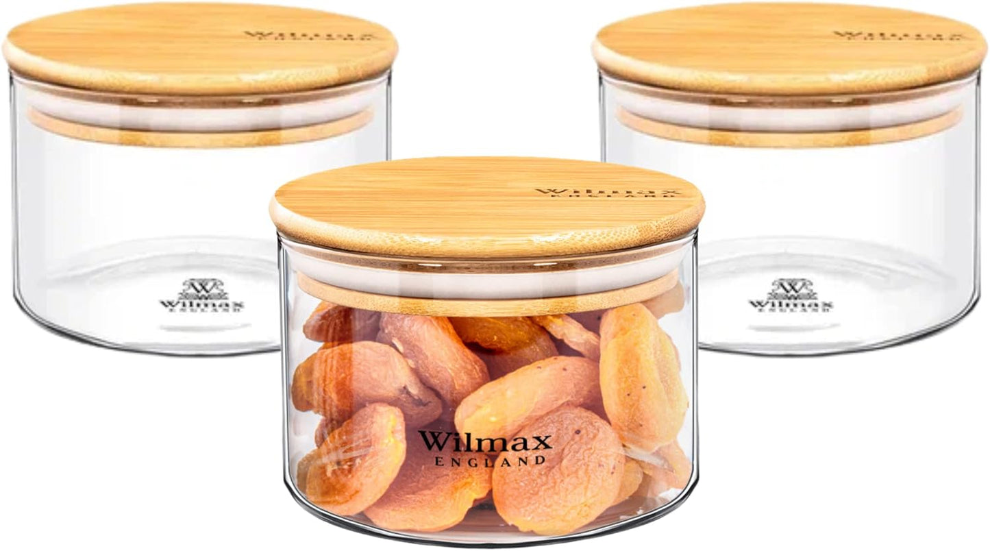 Wilmax Vorratsgläser Set 3-teilig aus Glas mit Bambusdeckel WL-888501/A3