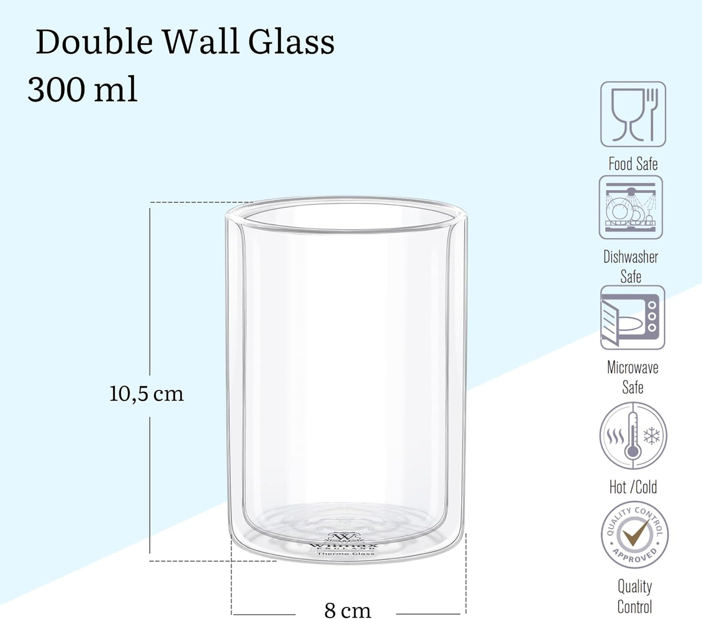 Wilmax Dubbelwandig Glas 300 ml Transparant WL-888784/A