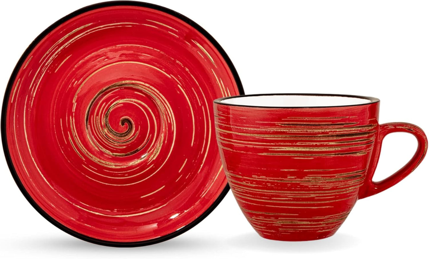 Wilmax Kop & schotel 190 ml Rood Porselein 6x WL-669235/AB6