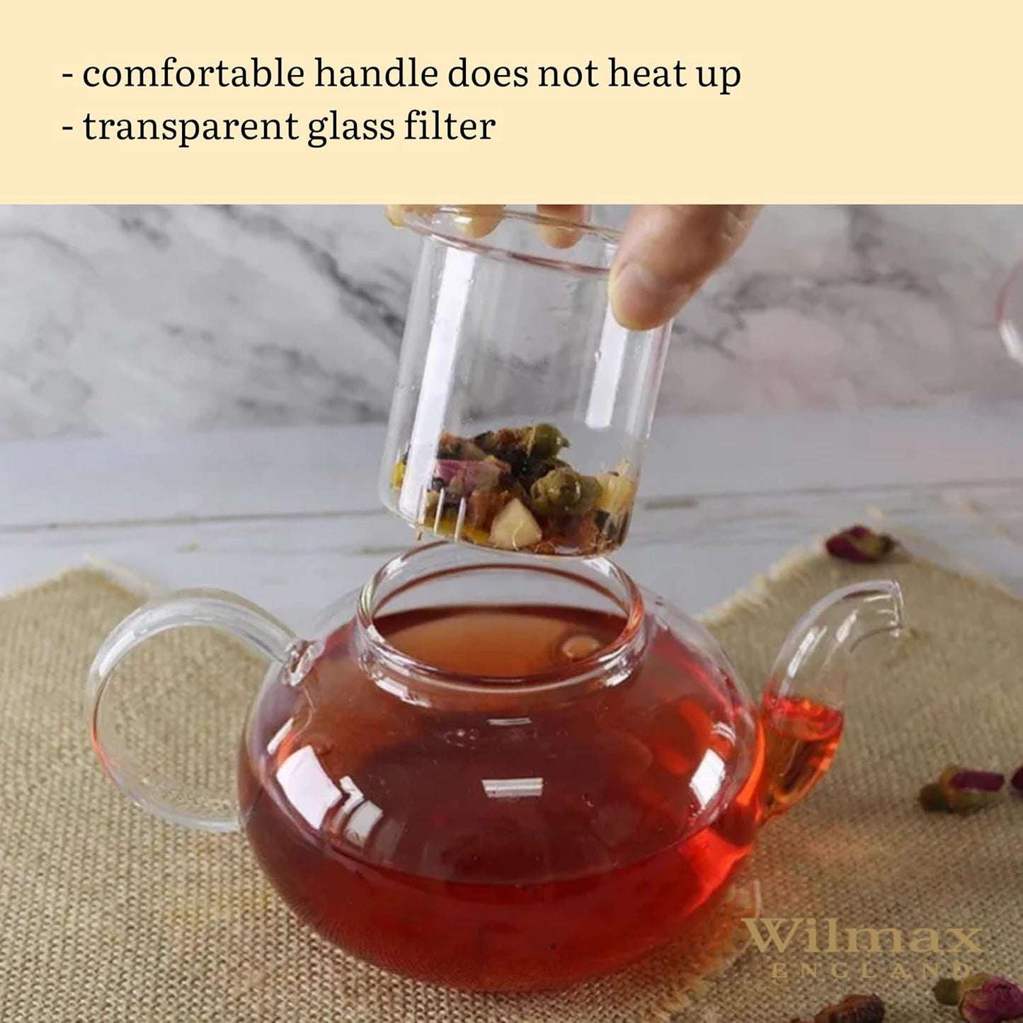 Wilmax 4 Doppelwandgläser & 1 Teekanne-Set, WL-888815/A-888761/A4