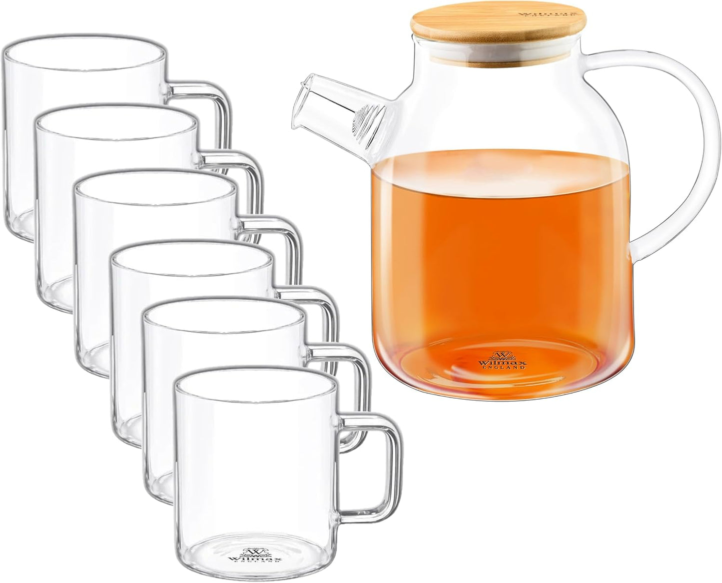 Wilmax Teekannen- & Tassen-Set, 6 Tassen & 1 Teekanne, WL-888811/A-888607/A6