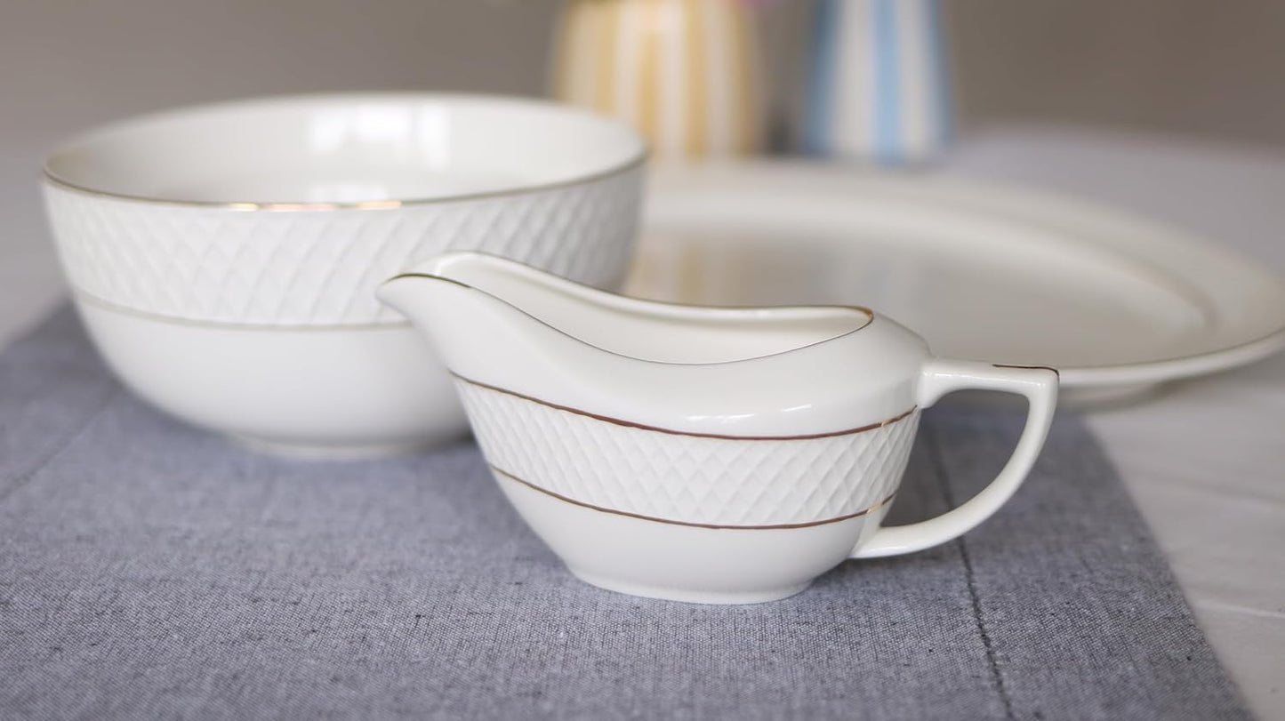 Wilmax Sauciere mit Goldrand, 230 ml Porzellan – WL-880102501/A