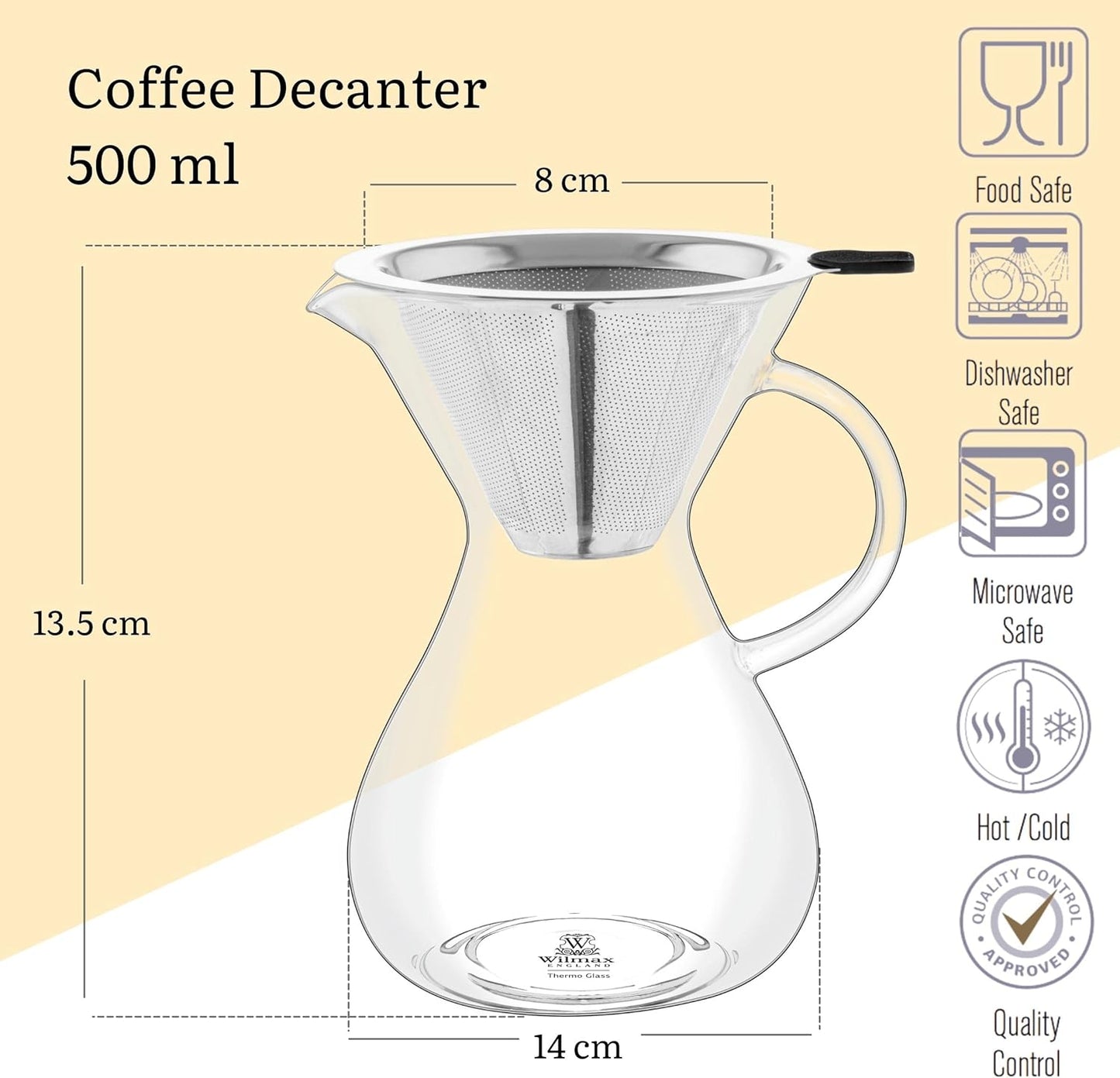 Wilmax Koffiekaraf 500 ml Glas Transparant WL-888852/A
