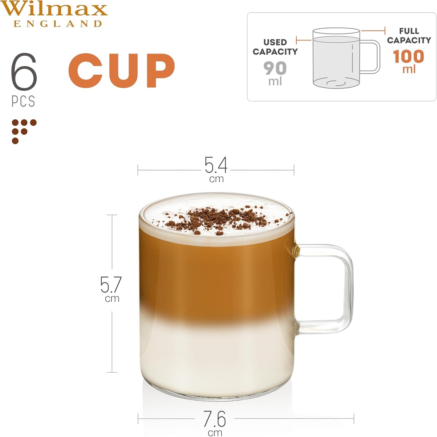 Wilmax England Glaskop 100ml borosilicaat WL-888602/A