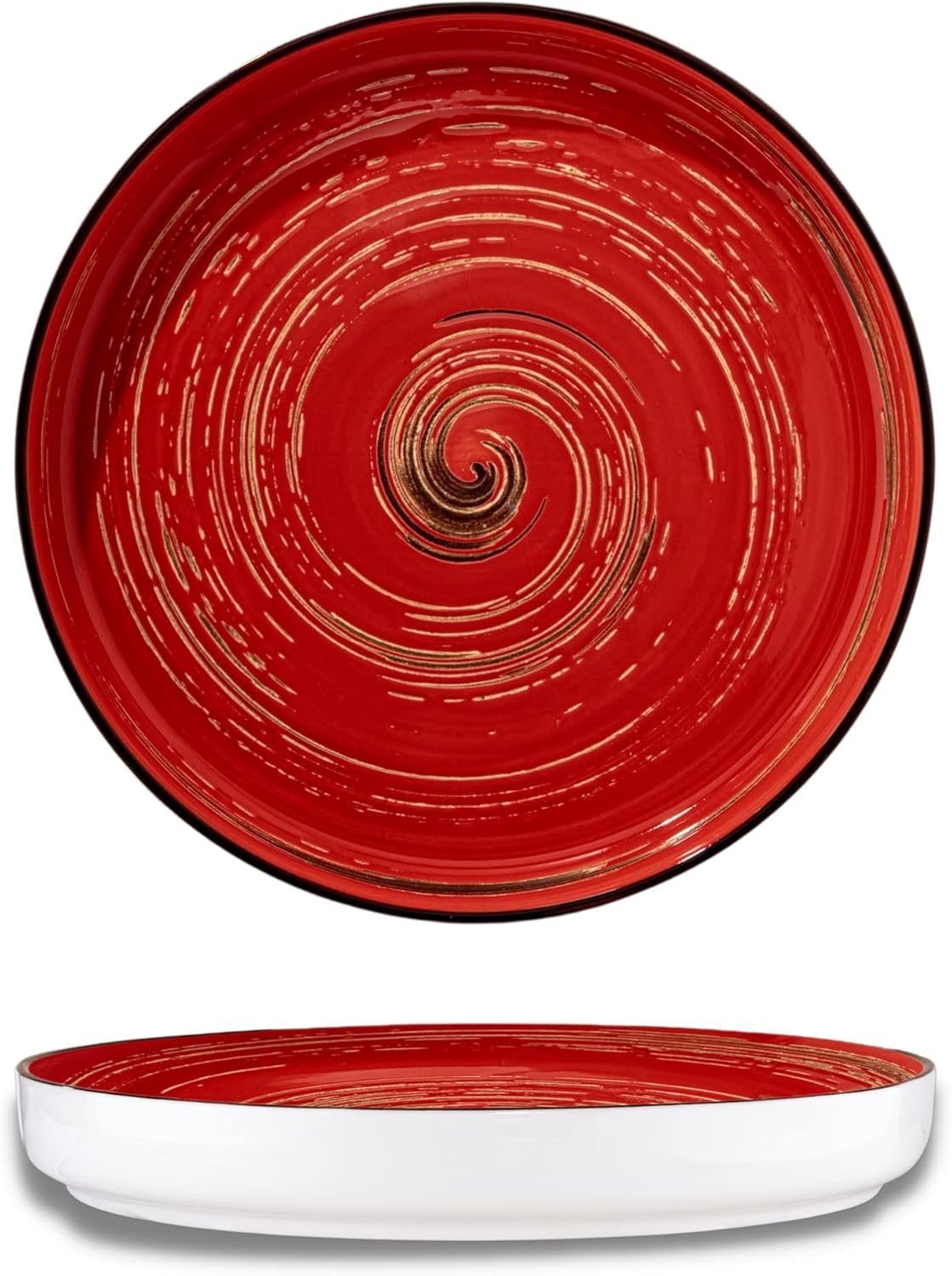 Wilmax Teller 28 cm Rund Porzellan, Spiral Kollektion, Rot WL-669220/A
