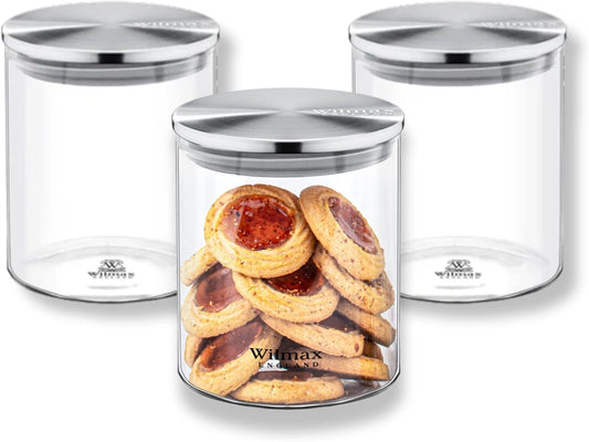 Wilmax Voorraadpot 760 ml met RVS deksel - Set van 3 | WL-888513/A3