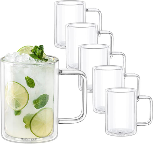 Wilmax Borosilicaatglas Dubbelwandige Bekers 400ml (6 stuks)