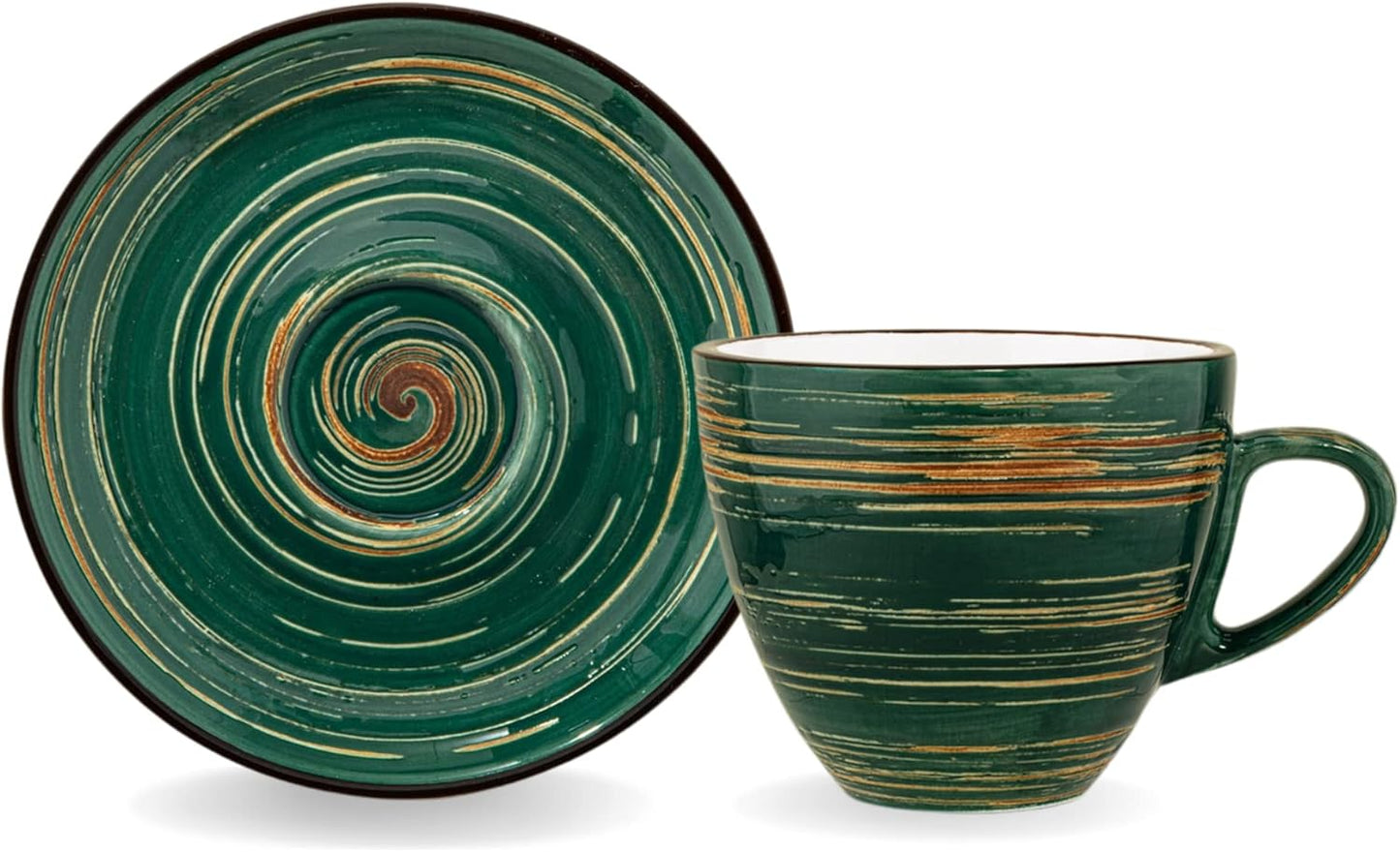 Wilmax Cup and Saucer 190ml Green Porcelain 6-piece WL-669535/AB6