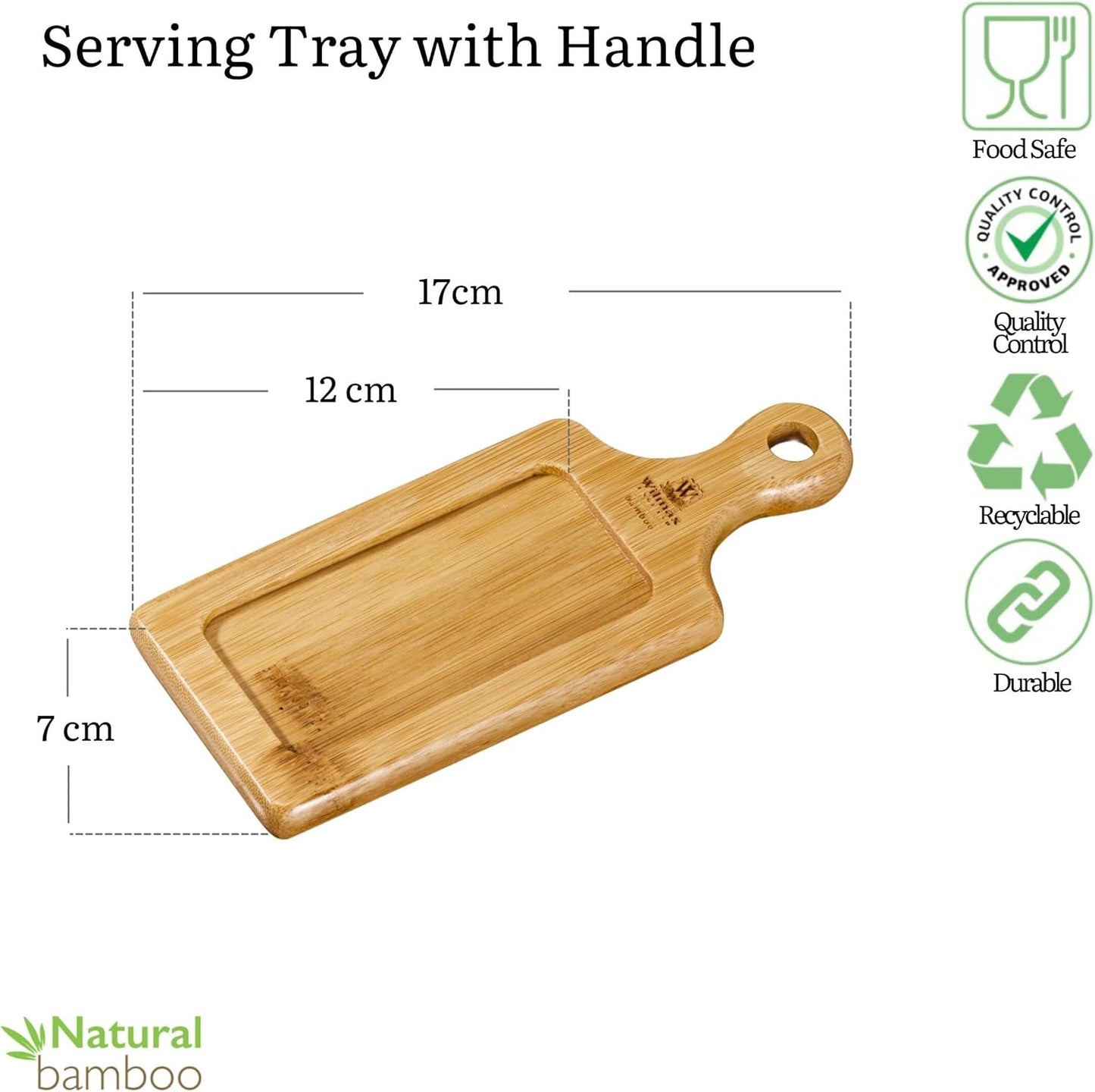 Wilmax Serviertablett Bambus, 17 x 7 cm, langlebig & recycelbar – WL‑771002/A
