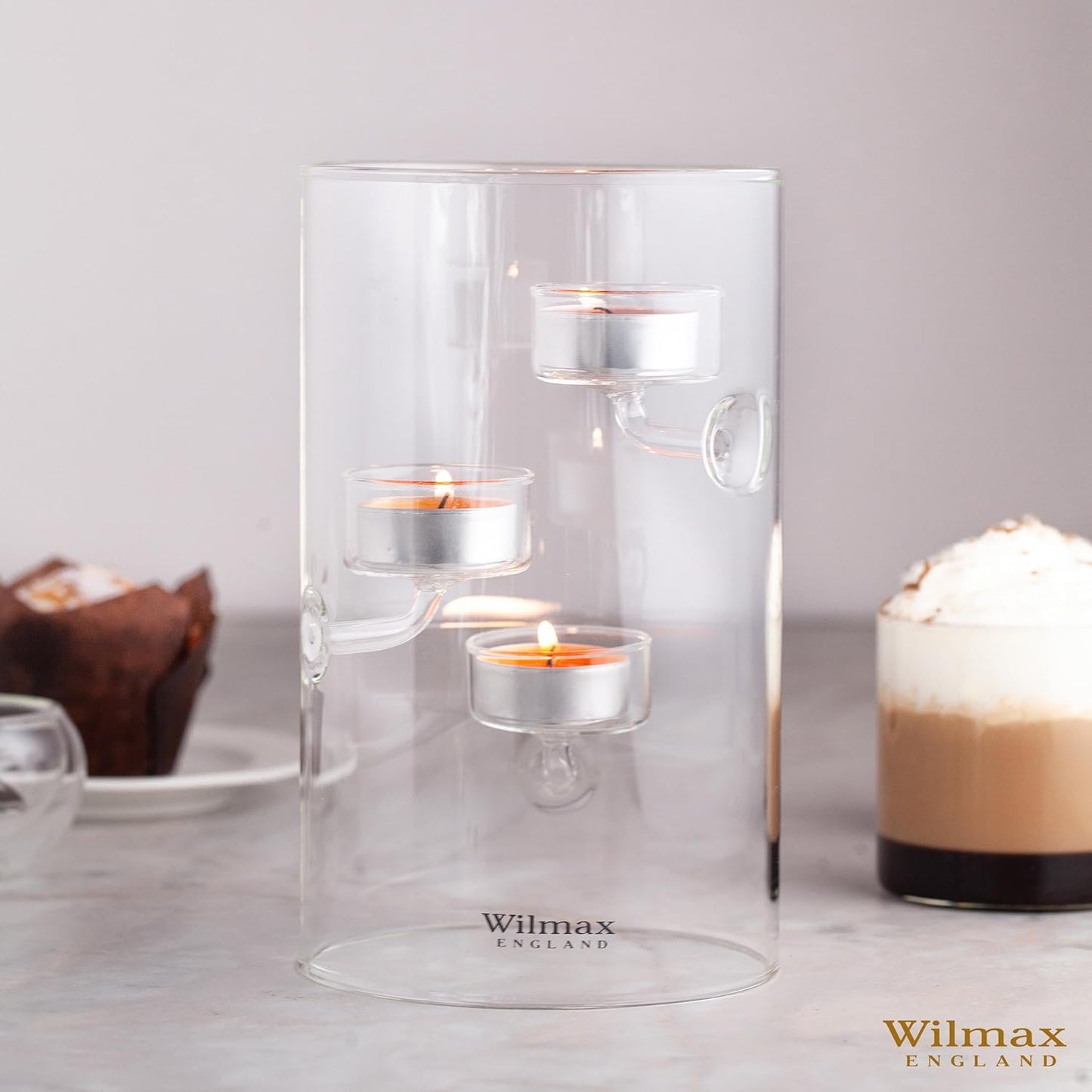 Wilmax England Theelichthouder Glas 20 cm voor 3 theelichtjes WL-888906/A