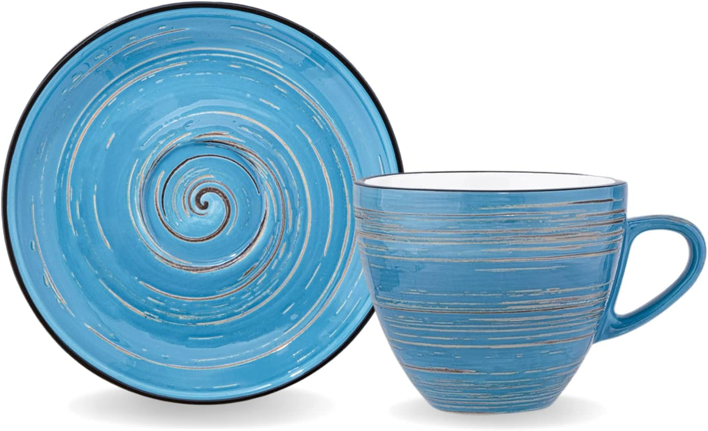 Wilmax 6-delige Kopjes & Schotels Set 75 ml Blauw WL-669633/AB6