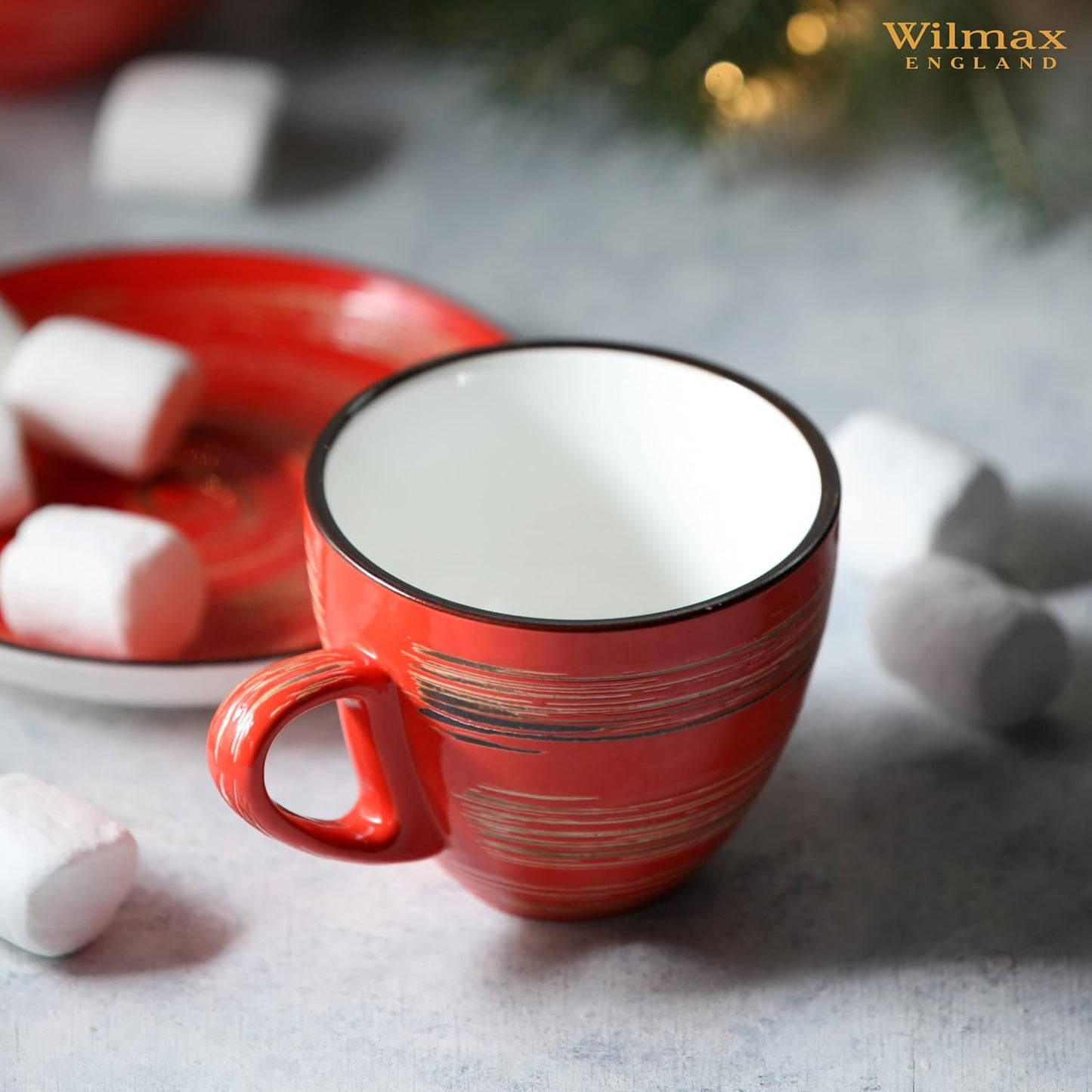 Wilmax Cup and Saucer Porcelain Mixed Set of 6 WL-669MIX36