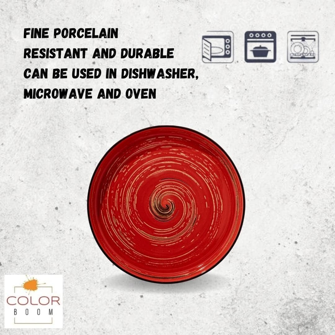 Wilmax Teller 28 cm Rund Porzellan, Spiral Kollektion, Rot WL-669220/A