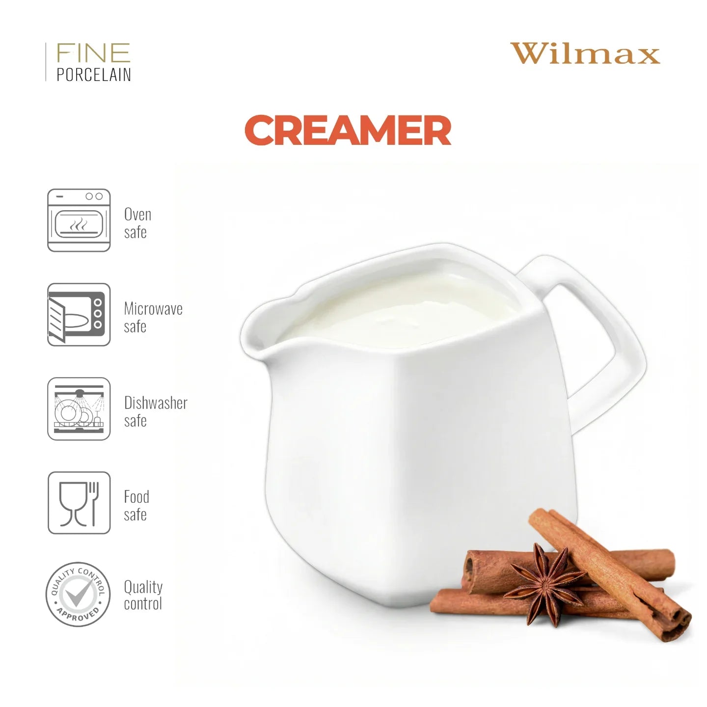 Wilmax Melkkannetje 310 ml Wit Porselein Ilona
