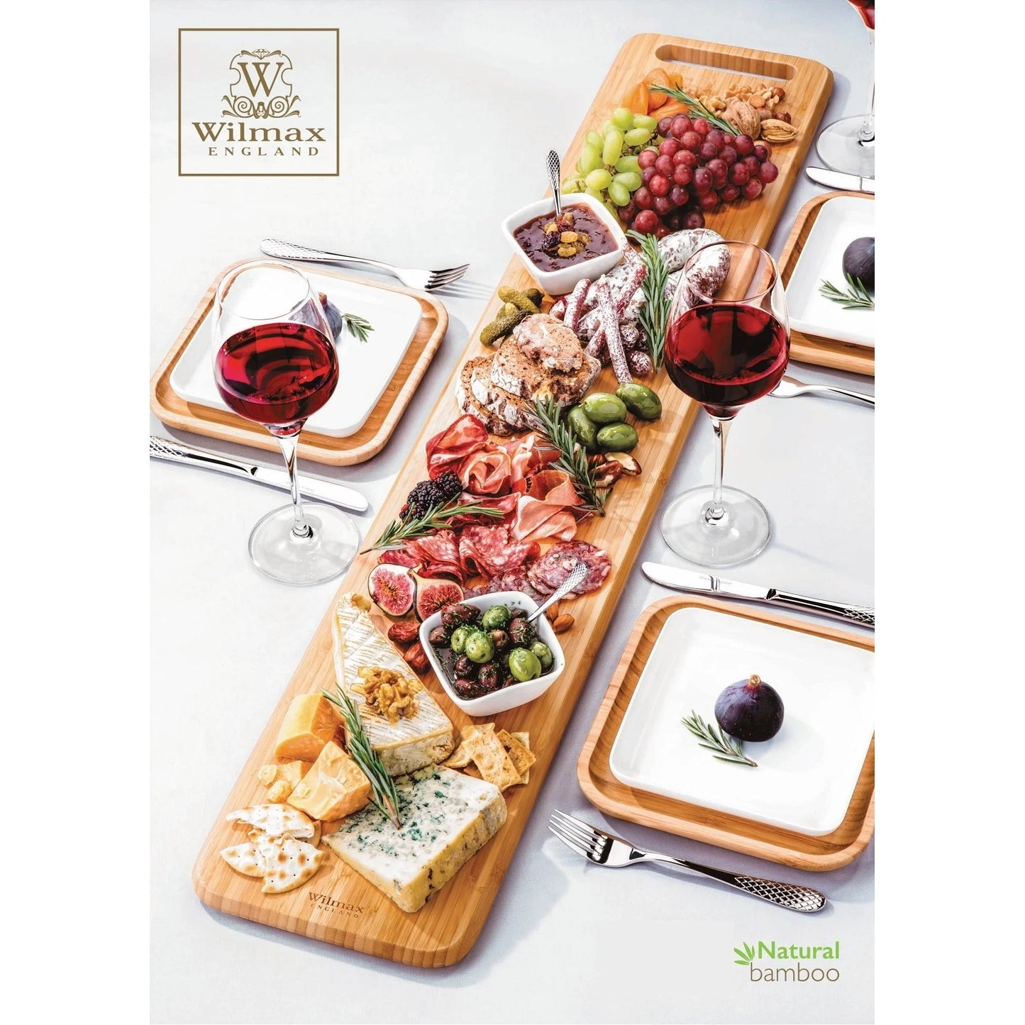 Wilmax Langes Servierbrett aus Bambus, 60 x 20 cm, WL-771144/A