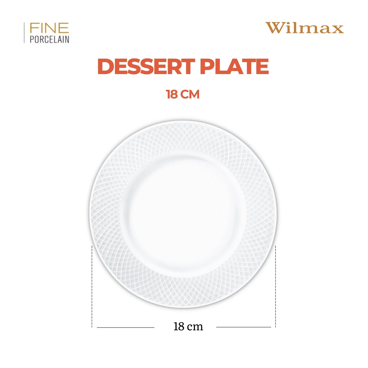 Wilmax England Borden 18 cm Wit Porselein set van 2