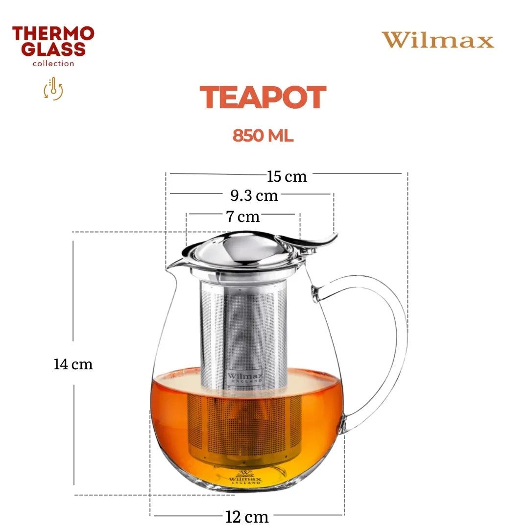 Wilmax England Theepot 850 ml RVS Filter