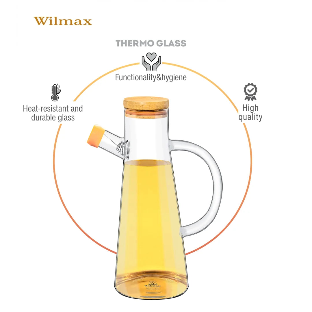 Wilmax England Oliekan 500 ml Glas met Bamboe Deksel