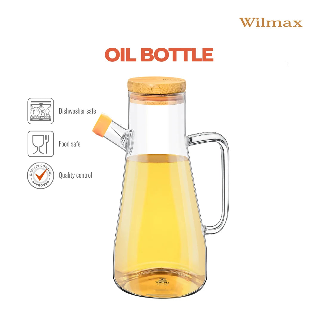 Wilmax Glazen Olieflfles 900ml Schenktuit Filter