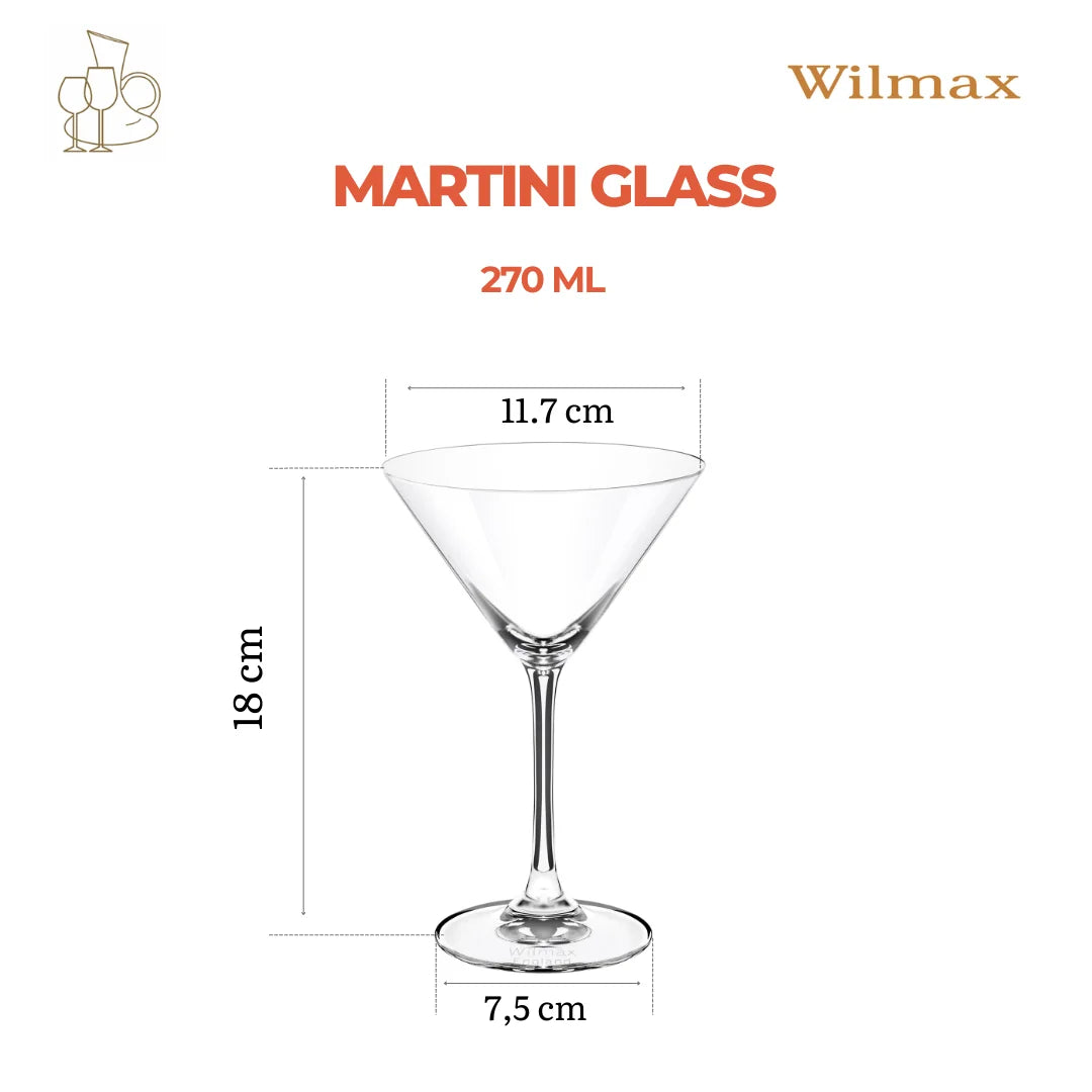Wilmax England Martiniglazen Kristalglas 6-delige set