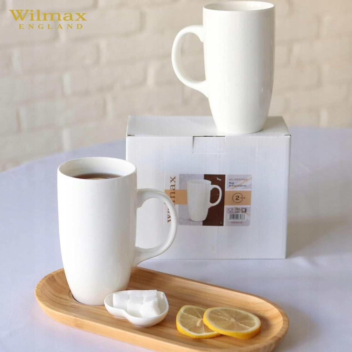 Wilmax Beker 630 ml Porselein Wit set van 6 A6