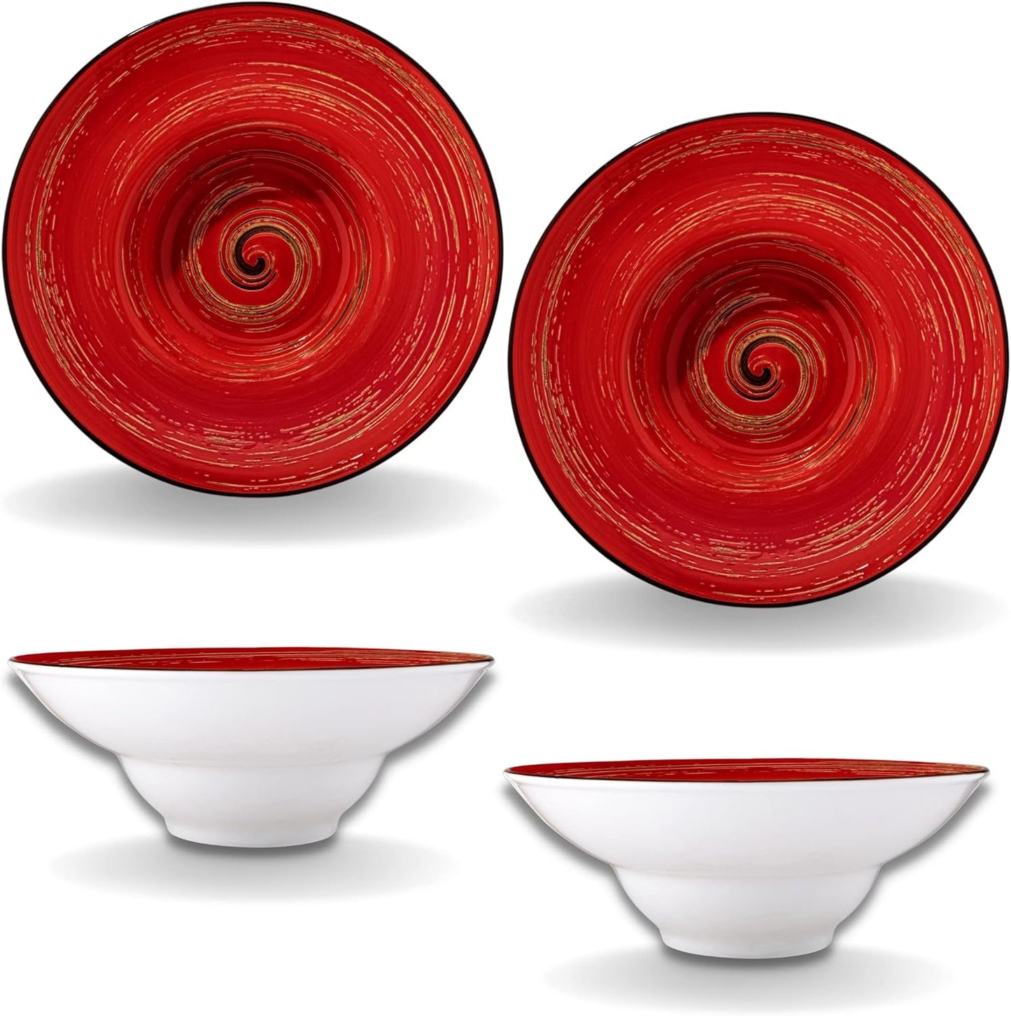 Wilmax Diep Porseleinen Bord Rood Ø22,5 cm - Set van 2