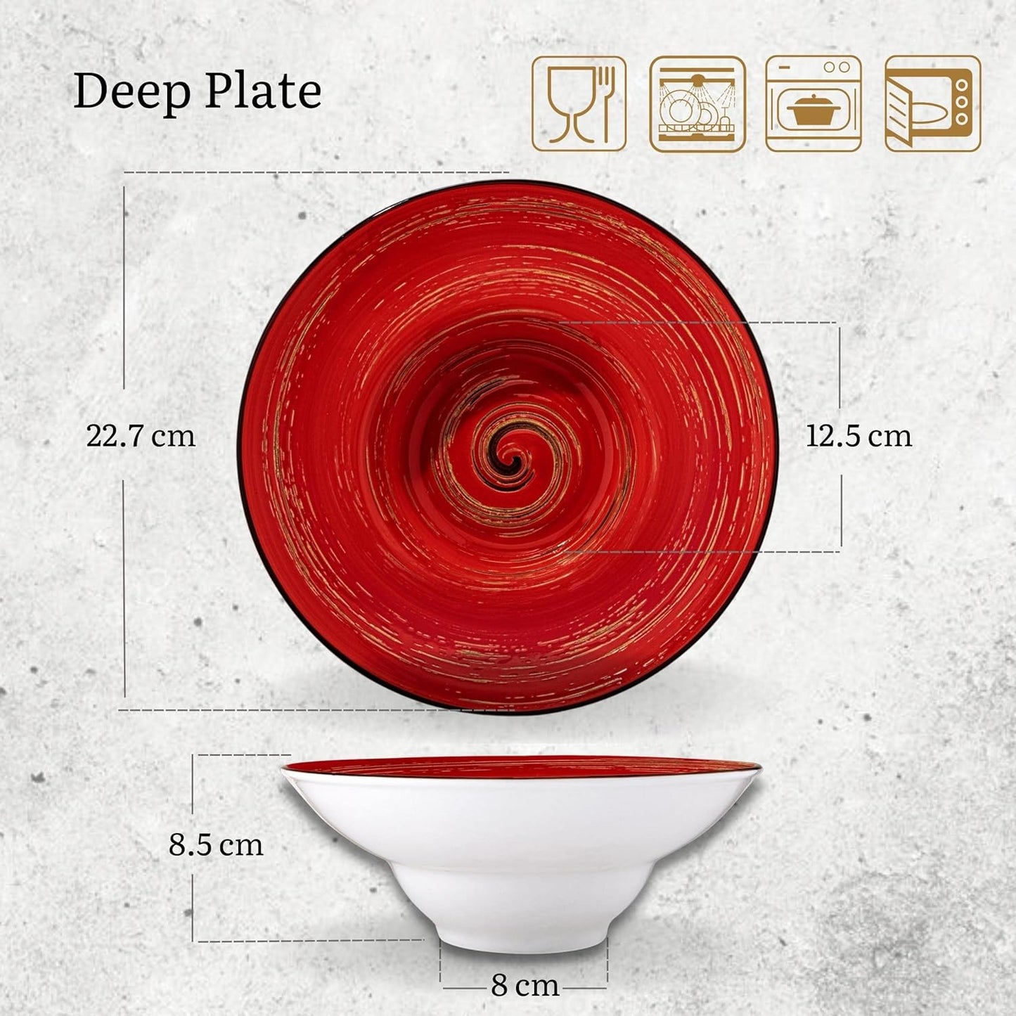 Wilmax Deep Plate 22.5 cm Red Porcelain WL-669223/A