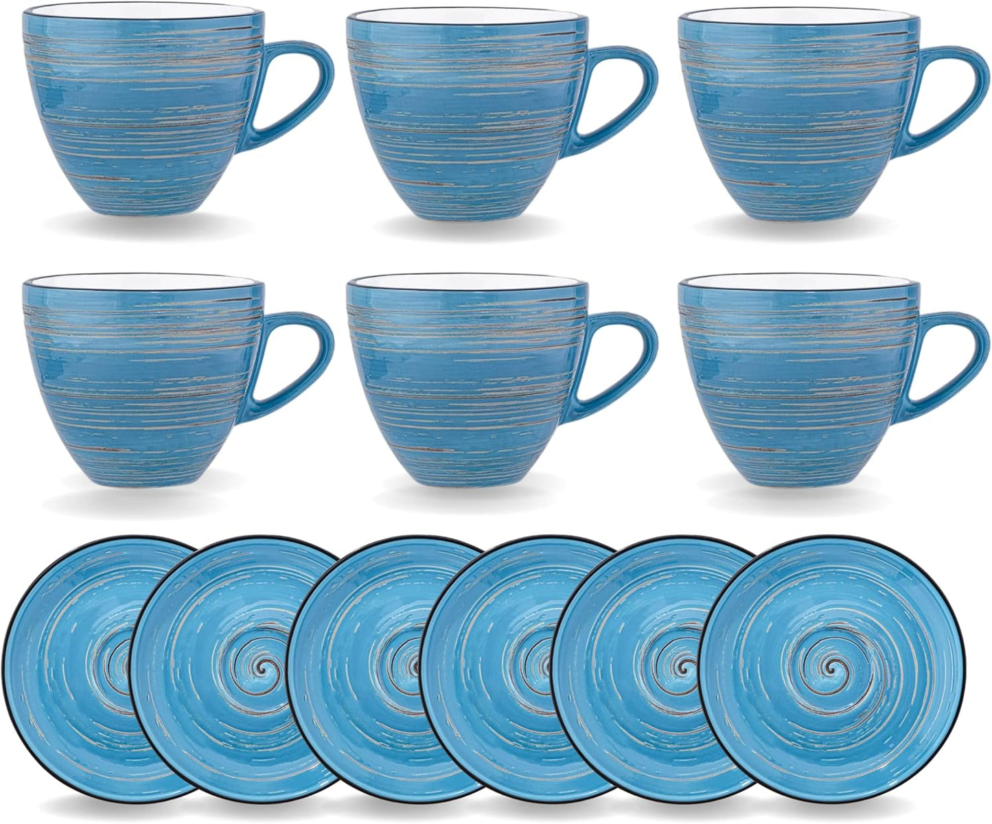 Wilmax SPIRAL Kopjes Set met Schotels, 6-delig, 190 ml, Porselein WL-669635/AB6