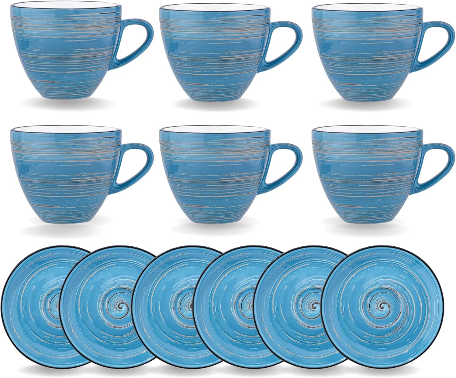 Wilmax SPIRAL Kopjes Set met Schotels, 6-delig, 190 ml, Porselein WL-669635/AB6