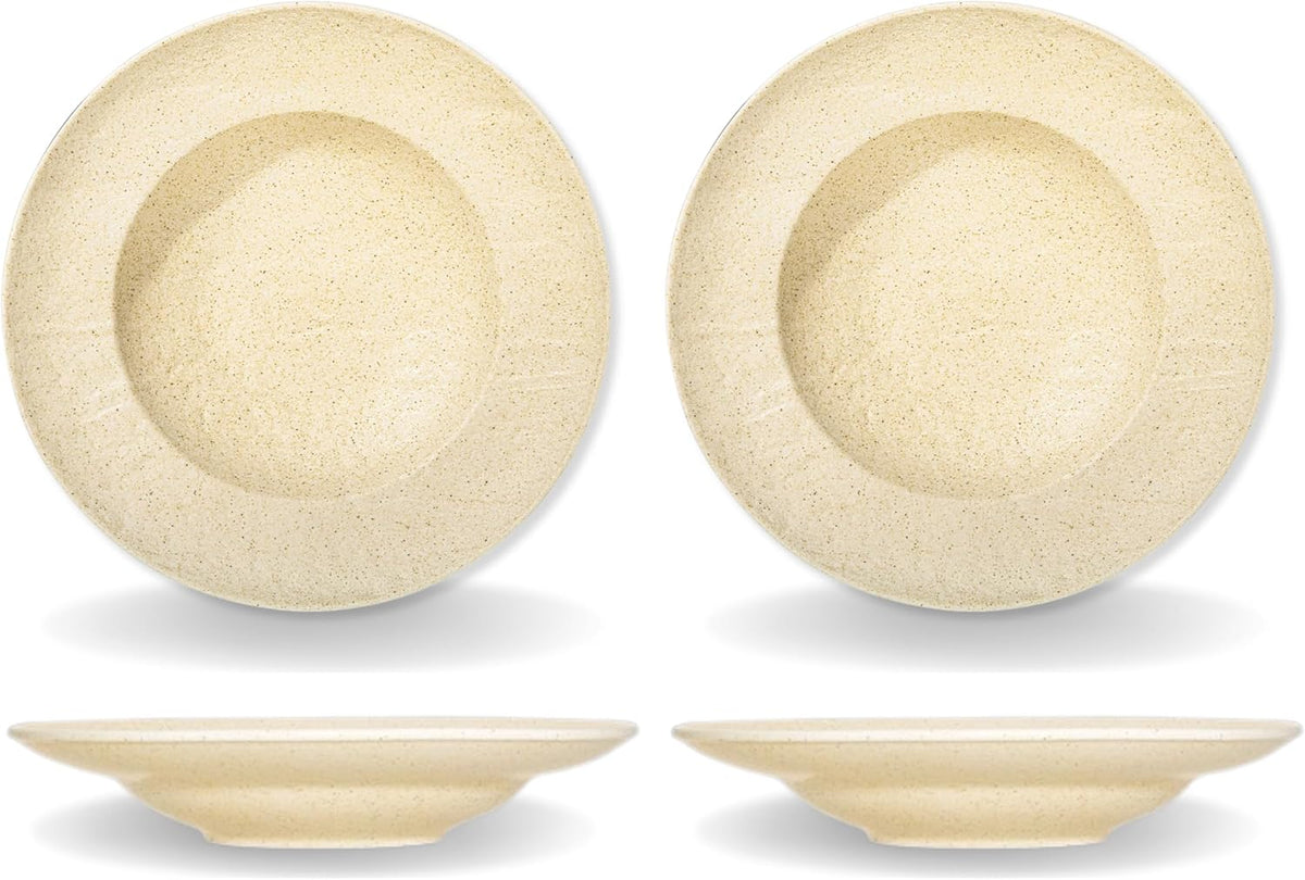 Wilmax England Diep Bord Zand Porselein 25,5 cm Set van 2