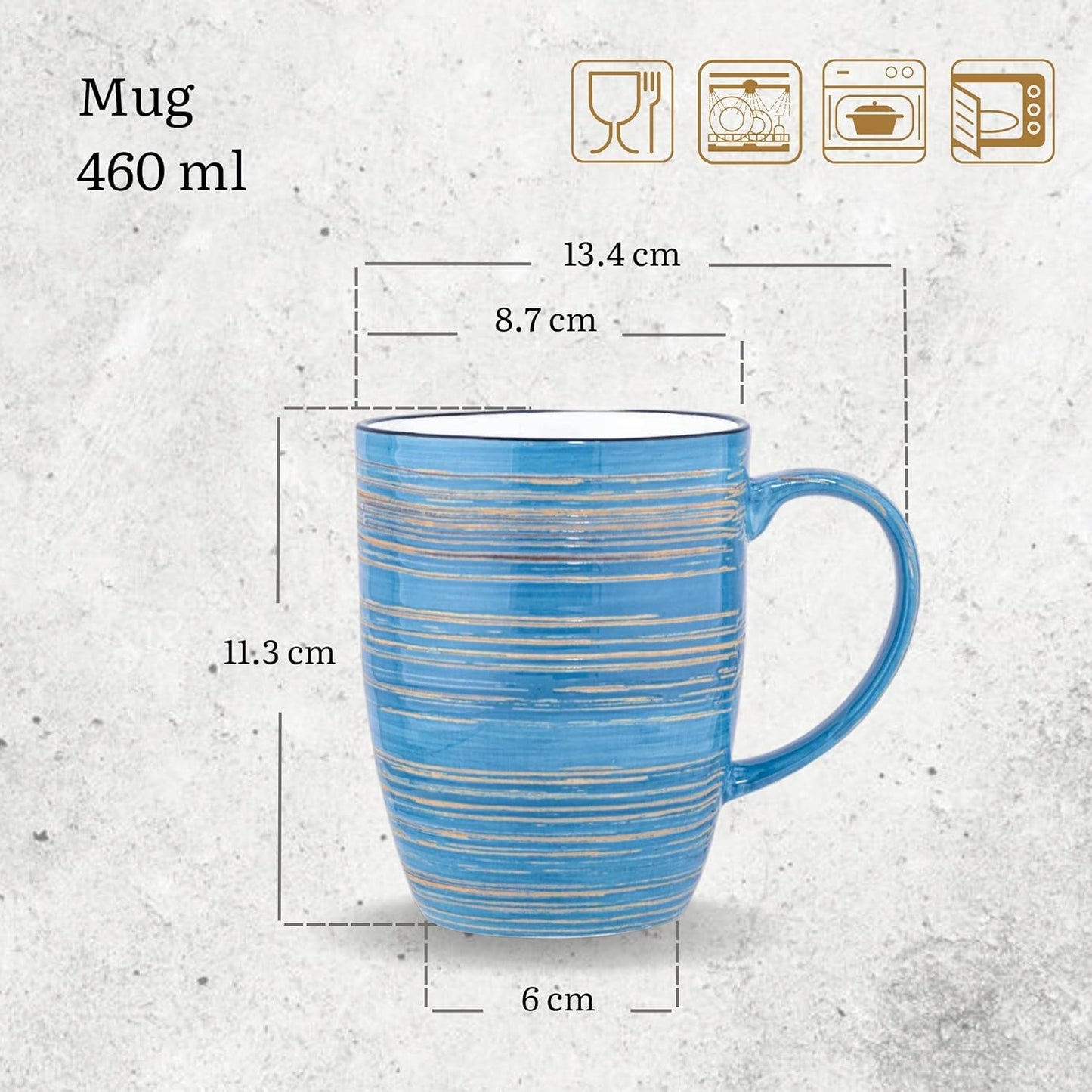 Wilmax England Porcelain Mugs Blue 460ml (6 pcs) WL-669637/A6